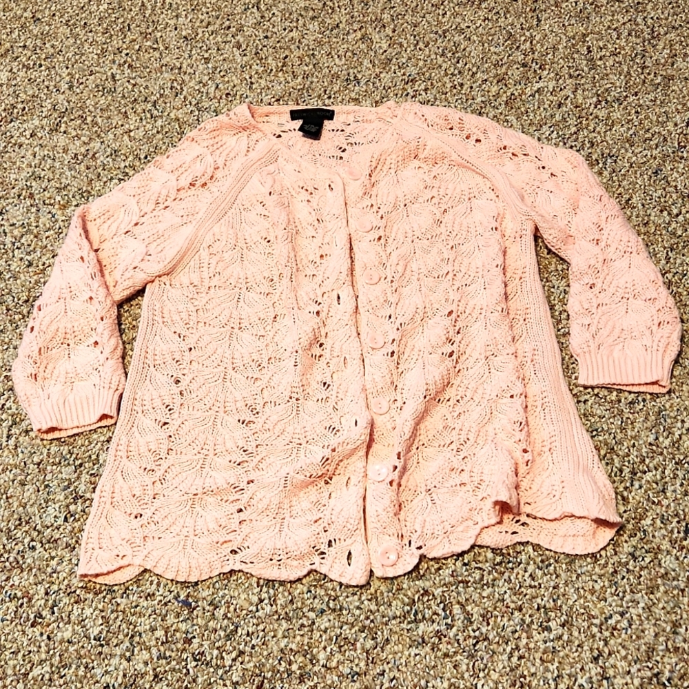 Preswick & Moore pink cotton knit cardigan petite XL